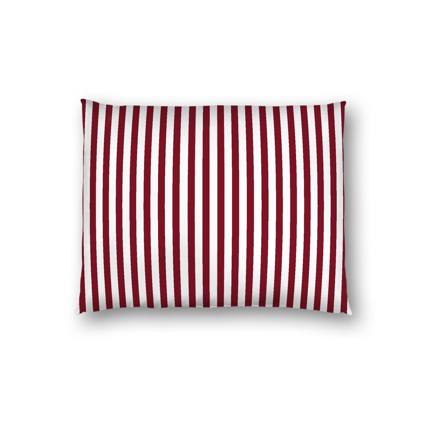 Off-White Cotton Sateen Sham, Thin Burgundy Red Bars on Front, White Reverse Side, Standard (width x length) 20 x 26 inches / 51 x 66 cm