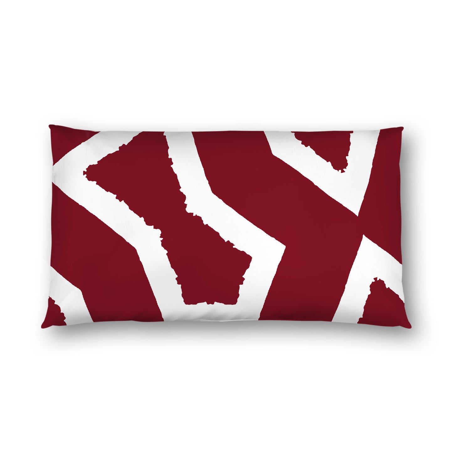 Burgundy Red Cotton Sateen Sham, Bold Off-White Graphic on Front, White Reverse Side, King (width x length) 20 x 36 inches / 51 x 91 cm