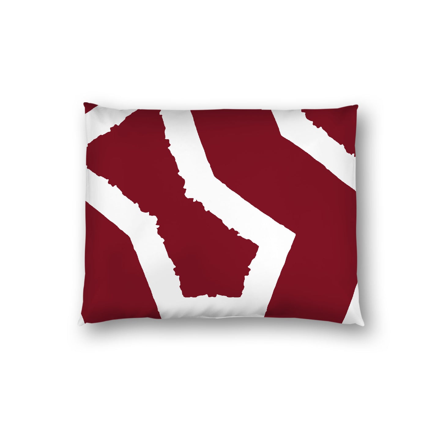 Burgundy Red Cotton Sateen Sham, Bold Off-White Graphic on Front, White Reverse Side, Standard (width x length) 20 x 26 inches / 51 x 66 cm
