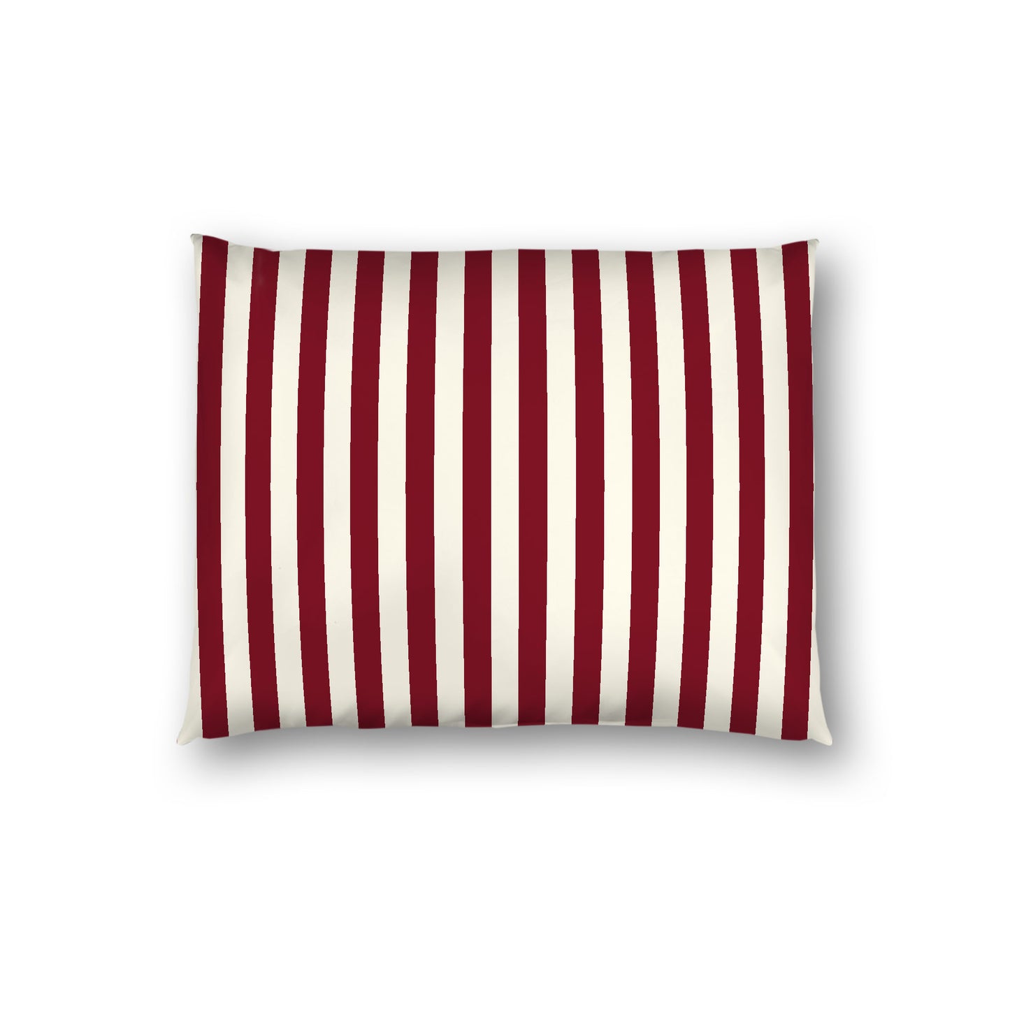 Pale Cream Cotton Sateen Sham, Burgundy Red Bars on Front, White Reverse Side, Standard - 20 x 26 inches