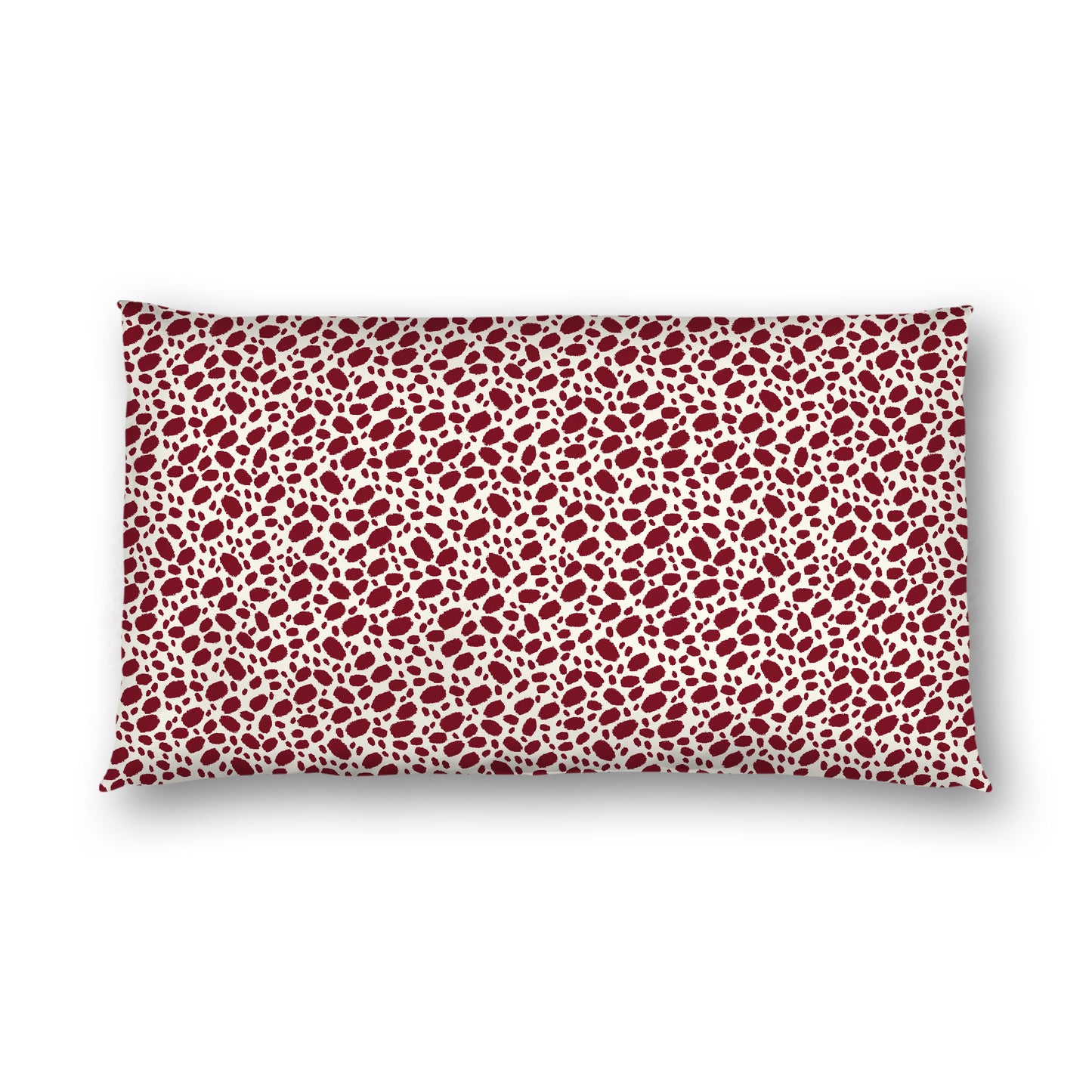 Pale Cream Cotton Sateen Pillow Sham, Burgundy Red Hand-painted Dab Motif Print, Pale Cream Revese Side, King - 20 x 36 inches
