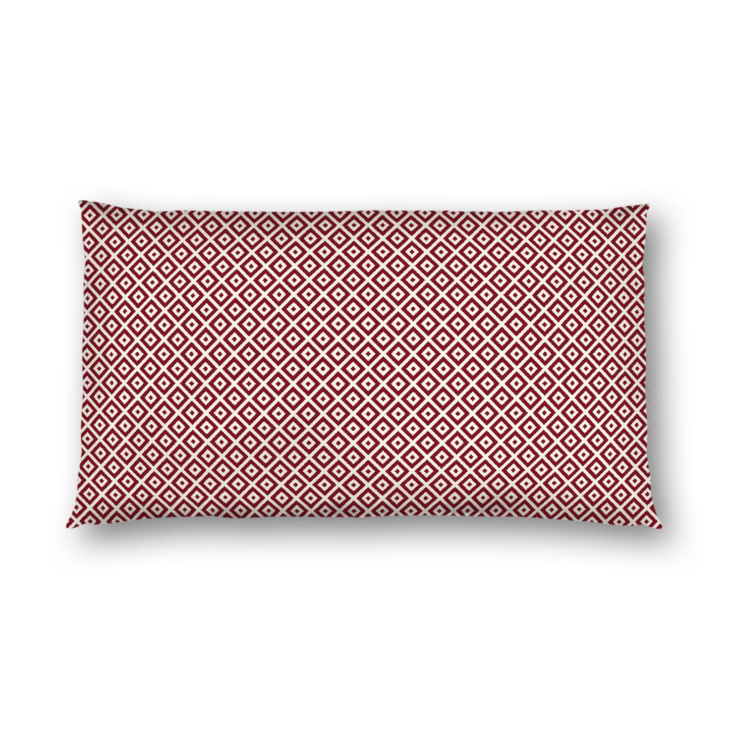 Pale Cream Cotton Sateen Pillow Sham, Burgundy Red Repeating Square Motif Print, Pale Cream Revese Side, King - 20 x 36 inches