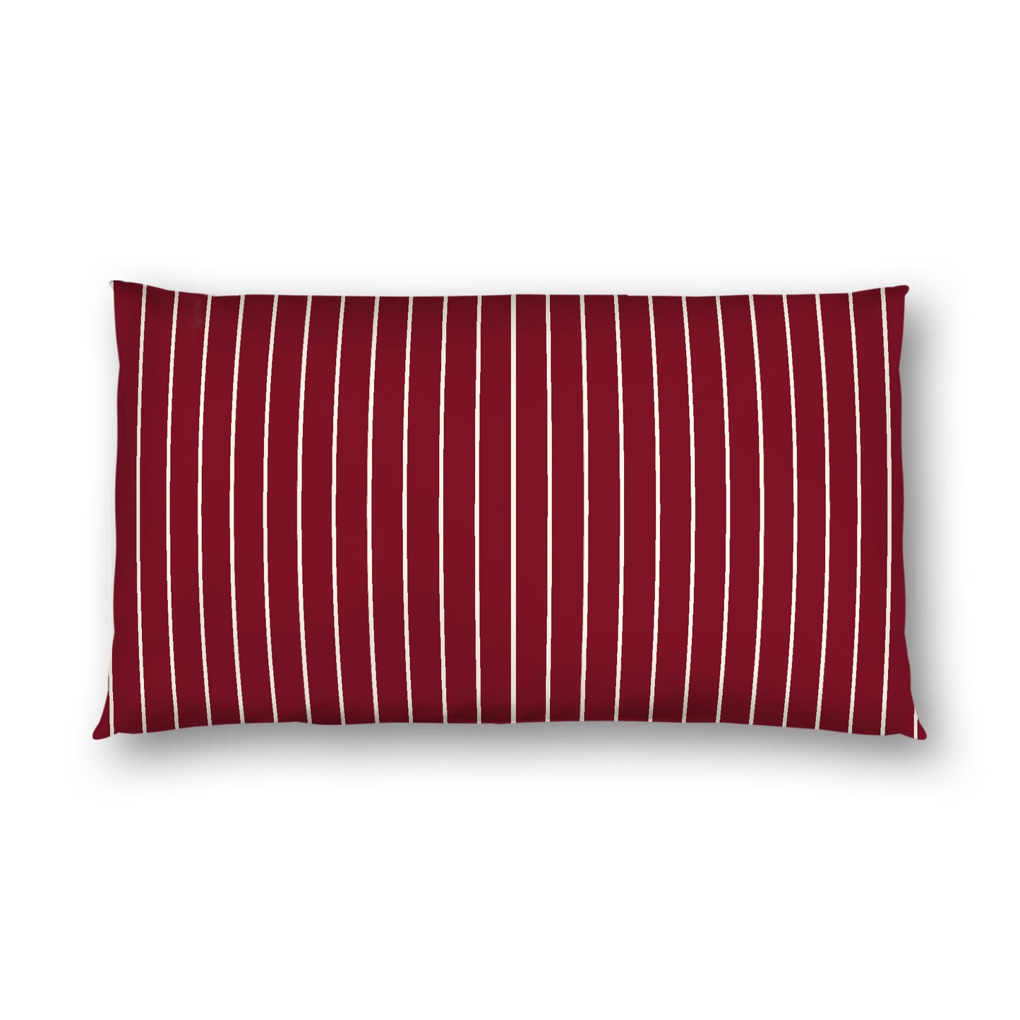 Burgundy Red Cotton Sateen Sham, Pale Cream Stripes on Front, White Reverse Side, King - 20 x 36 inches