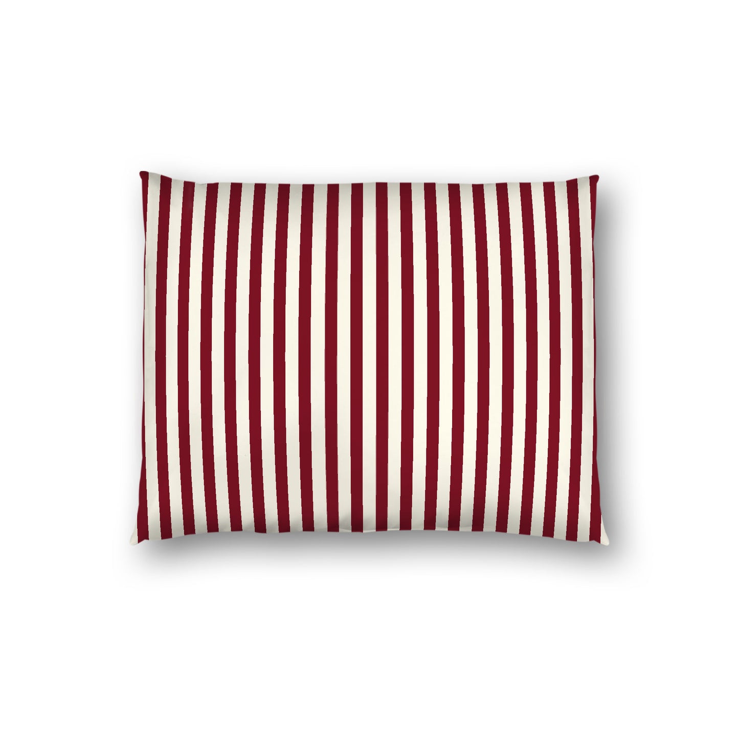 Pale Cream Cotton Sateen Sham, Thin Burgundy Red Bars on Front, White Reverse Side, Standard - 20 x 26 inches