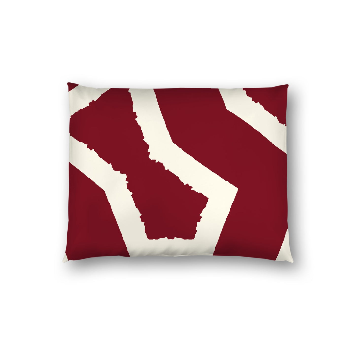 Burgundy Red Cotton Sateen Sham, Bold Pale Cream Graphic on Front, White Reverse Side, Standard - 20 x 26 inches