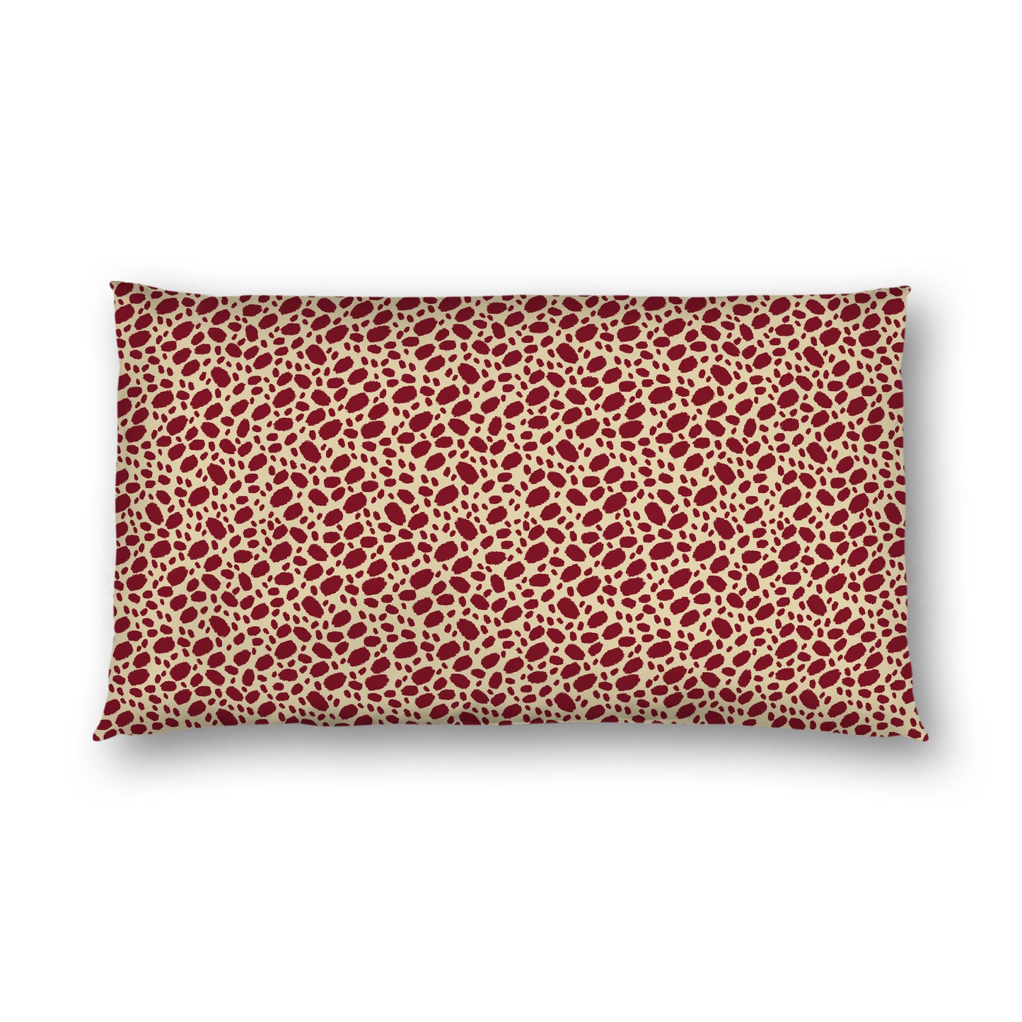 Desert Sand Cotton Sateen Pillow Sham, Burgundy Red Hand-painted Dab Motif Print, Desert Sand Revese Side, King - 20 x 36 inches
