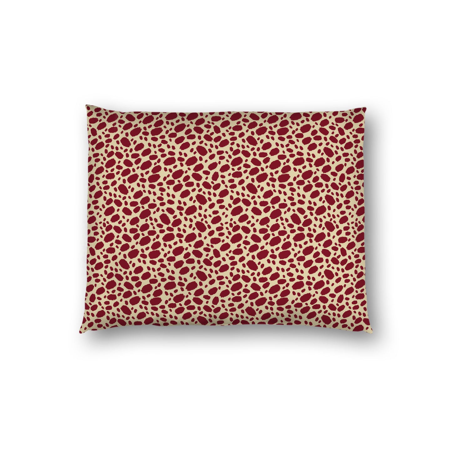 Desert Sand Cotton Sateen Pillow Sham, Burgundy Red Hand-painted Dab Motif Print, Desert Sand Revese Side, Standard - 20 x 26 inches