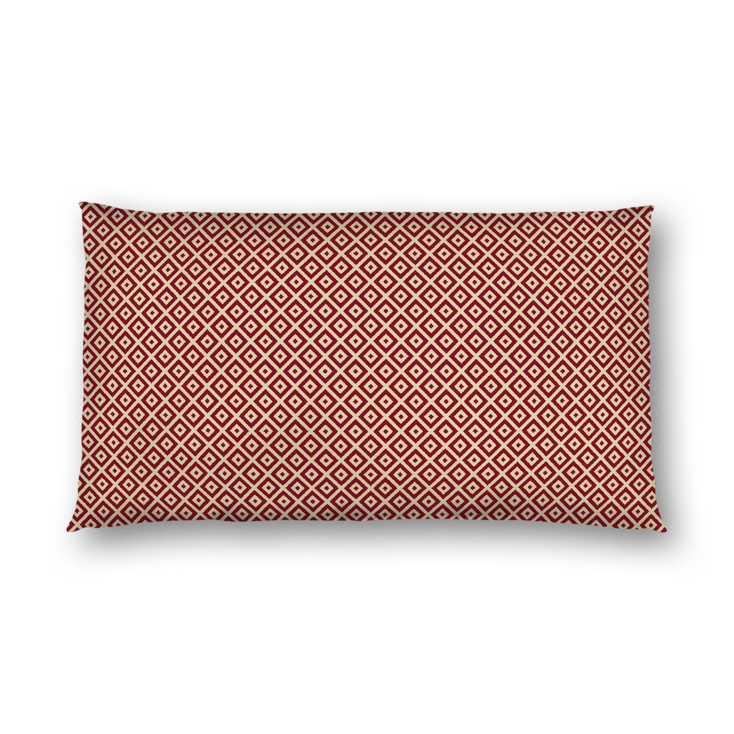 Desert Sand Cotton Sateen Pillow Sham, Burgundy Red Repeating Square Motif Print, Desert Sand Revese Side, King - 20 x 36 inches
