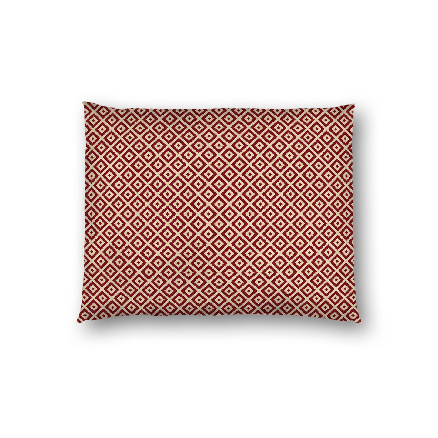 Desert Sand Cotton Sateen Pillow Sham, Burgundy Red Repeating Square Motif Print, Desert Sand Revese Side, Standard - 20 x 26 inches