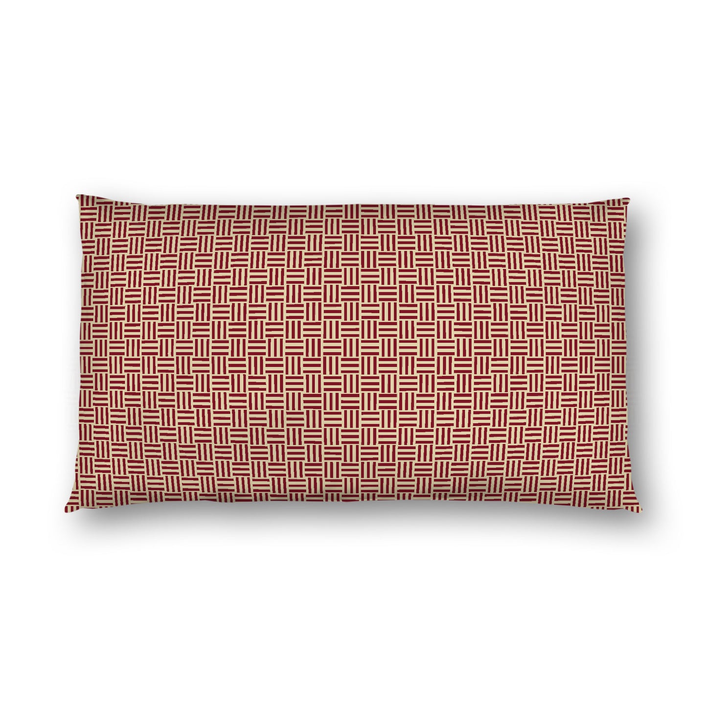 Desert Sand Cotton Sateen Pillow Sham, Burgundy Red Single Weave Motif Print, White Reverse Side, King - 20 x 36 inches