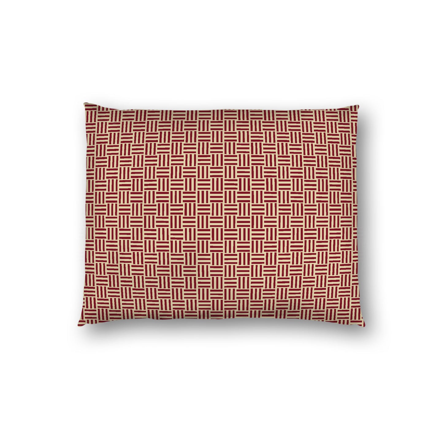 Desert Sand Cotton Sateen Pillow Sham, Burgundy Red Single Weave Motif Print, White Reverse Side, Standard - 20 x 26 inches