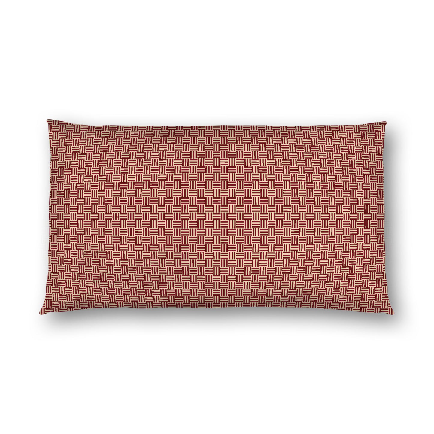 Desert Sand Cotton Sateen Pillow Sham, Burgundy Red Double Weave Motif Print, White Reverse Side, King - 20 x 36 inches