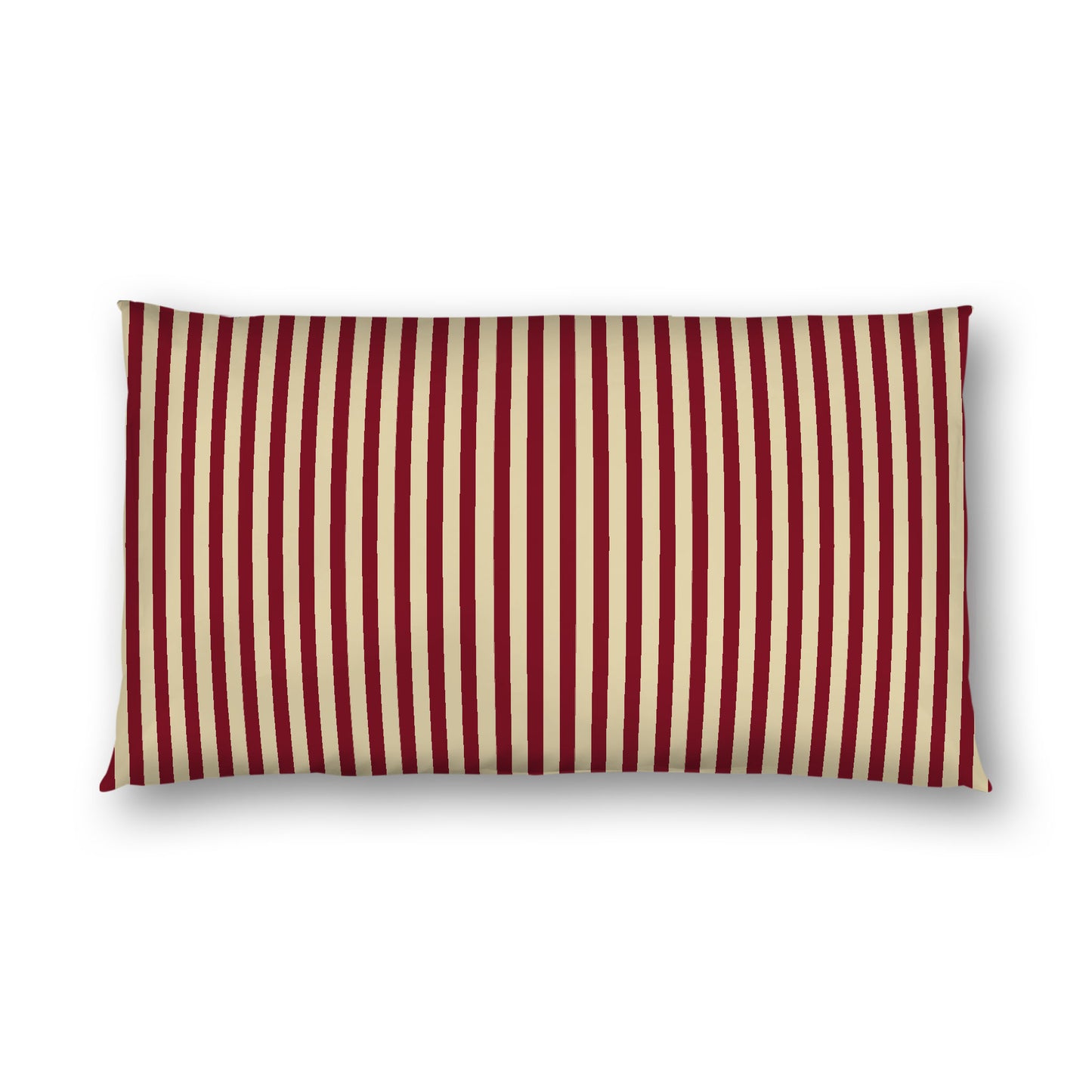 Desert Sand Cotton Sateen Sham, Thin Burgundy Red Bars on Front, White Reverse Side, King - 20 x 36 inches