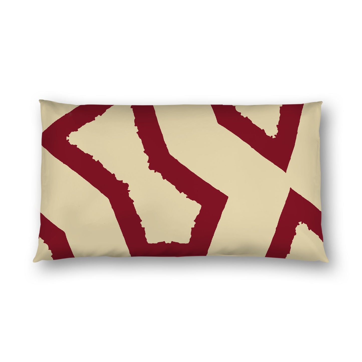 Desert Sand Cotton Sateen Sham, Bold Burgundy Red Graphic on Front, White Reverse Side, King - 20 x 36 inches