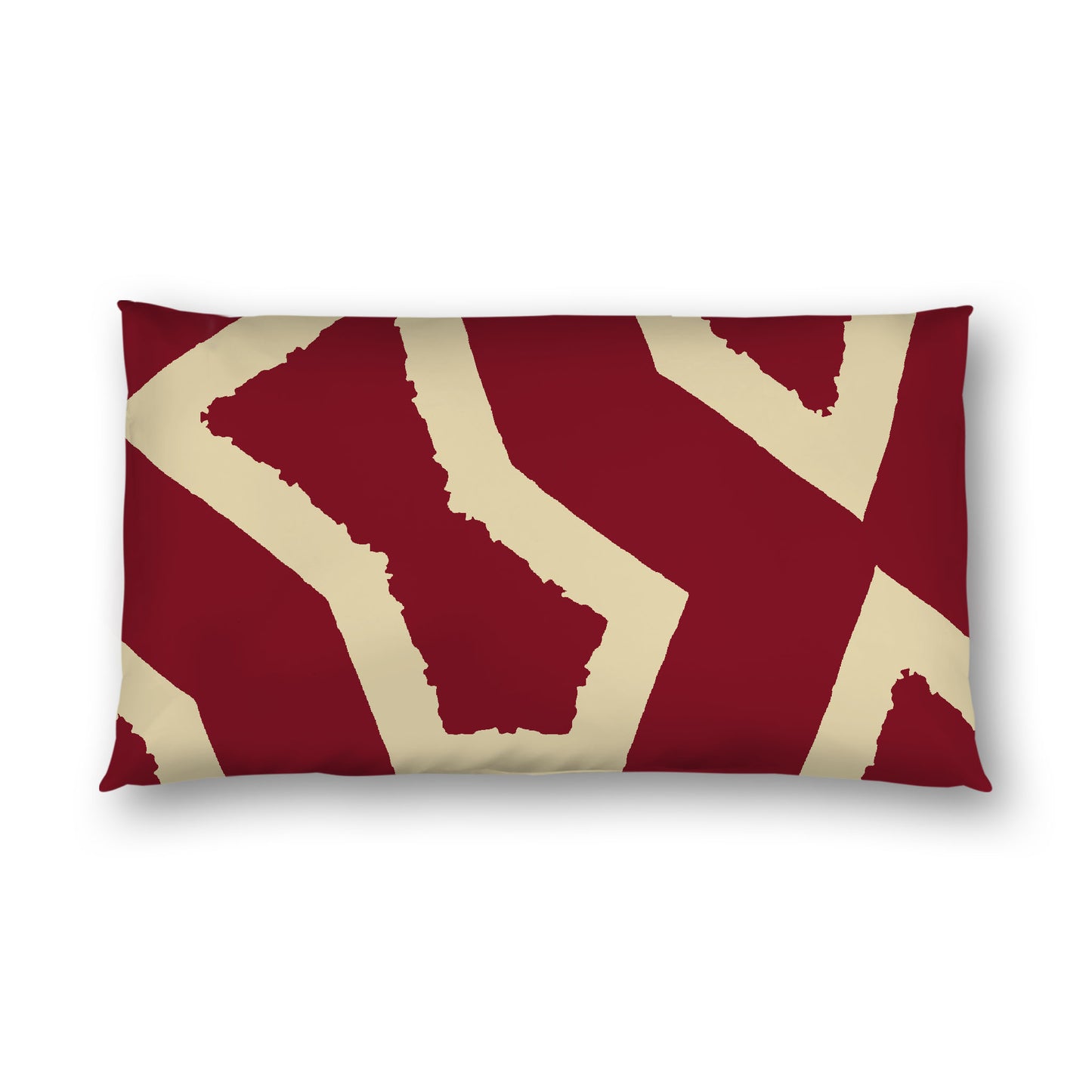 Burgundy Red Cotton Sateen Sham, Bold Desert Sand Graphic on Front, White Reverse Side, King - 20 x 36 inches