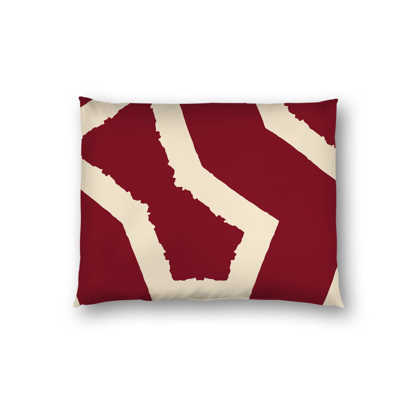 Burgundy Red Cotton Sateen Sham, Bold Beige Graphic on Front, White Reverse Side, Standard - 20 x 26 inches