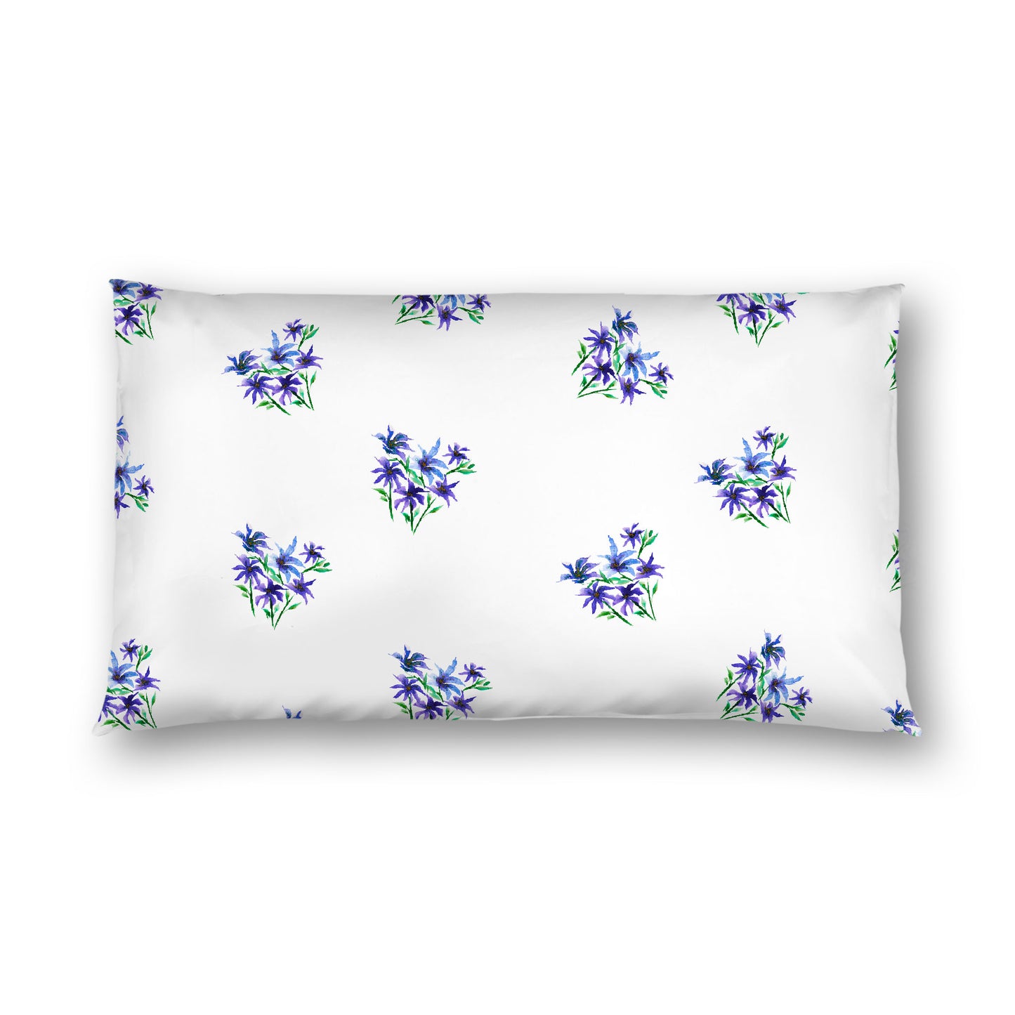 Off-White Cotton Sateen Pillow Sham, Medium Purple Floral Pattern, King - 20 x 36 inches