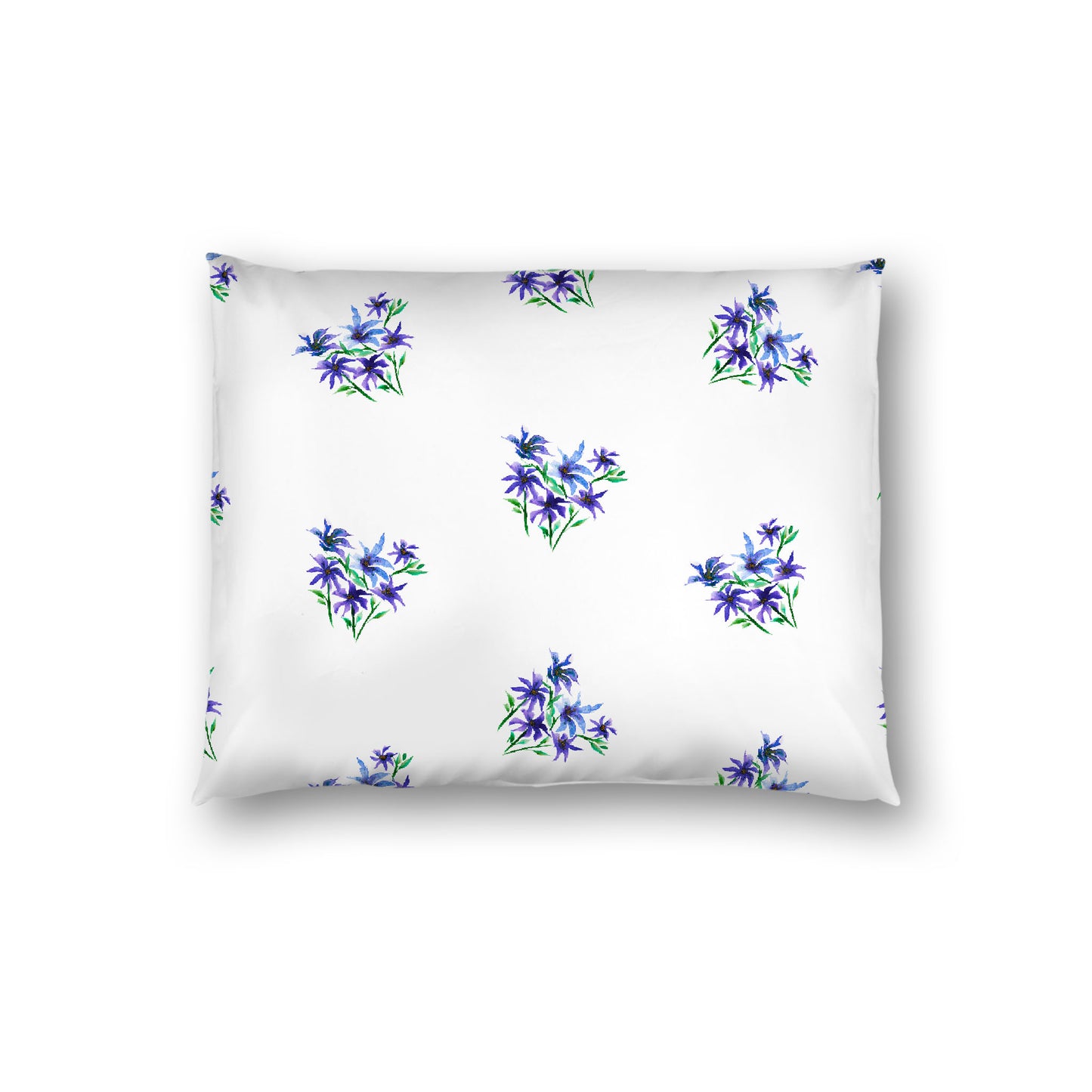 Off-White Cotton Sateen Pillow Sham, Medium Purple Floral Pattern, Standard - 20 x 26 inches