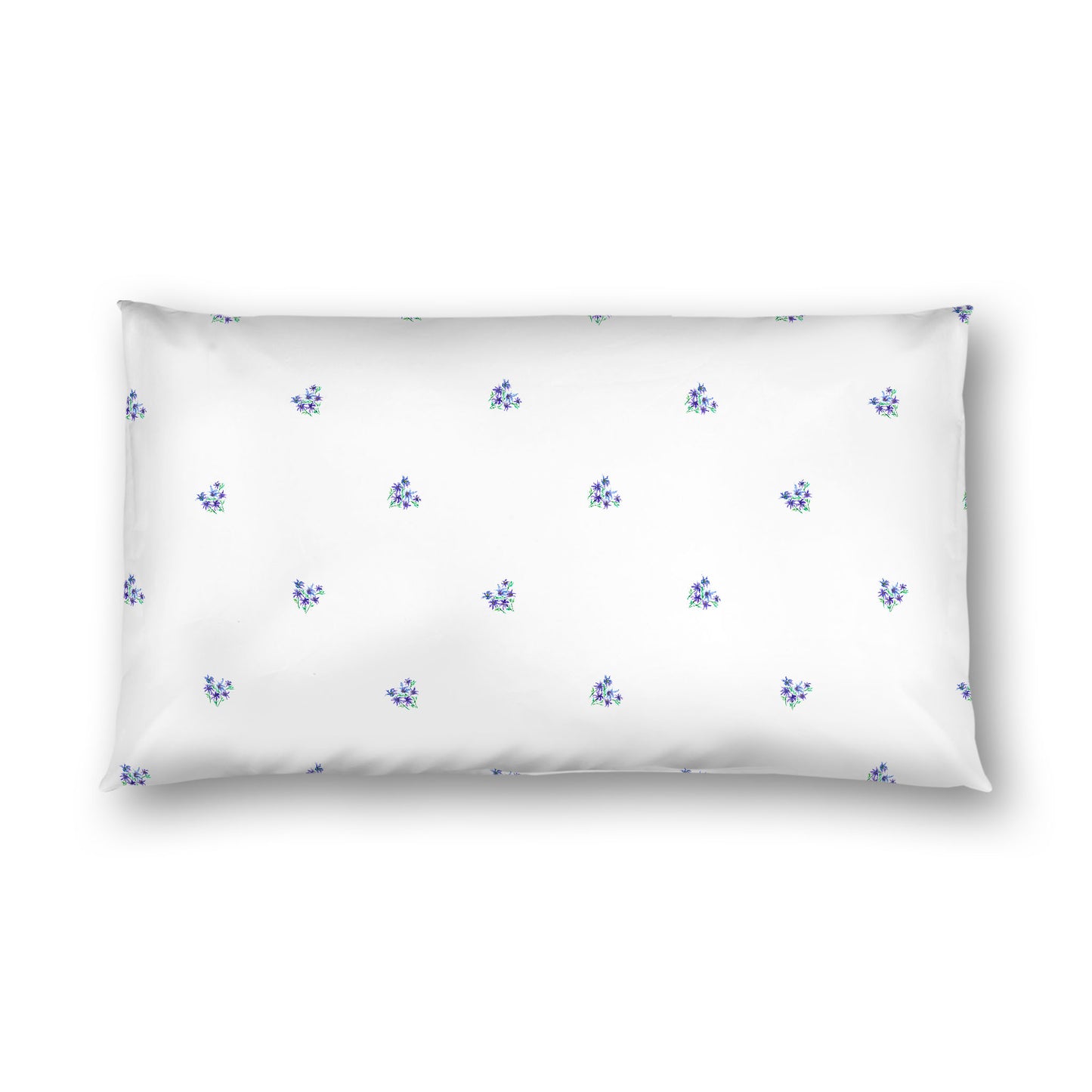 Off-White Cotton Sateen Pillow Sham, Small Purple Floral Pattern, King - 20 x 36 inches