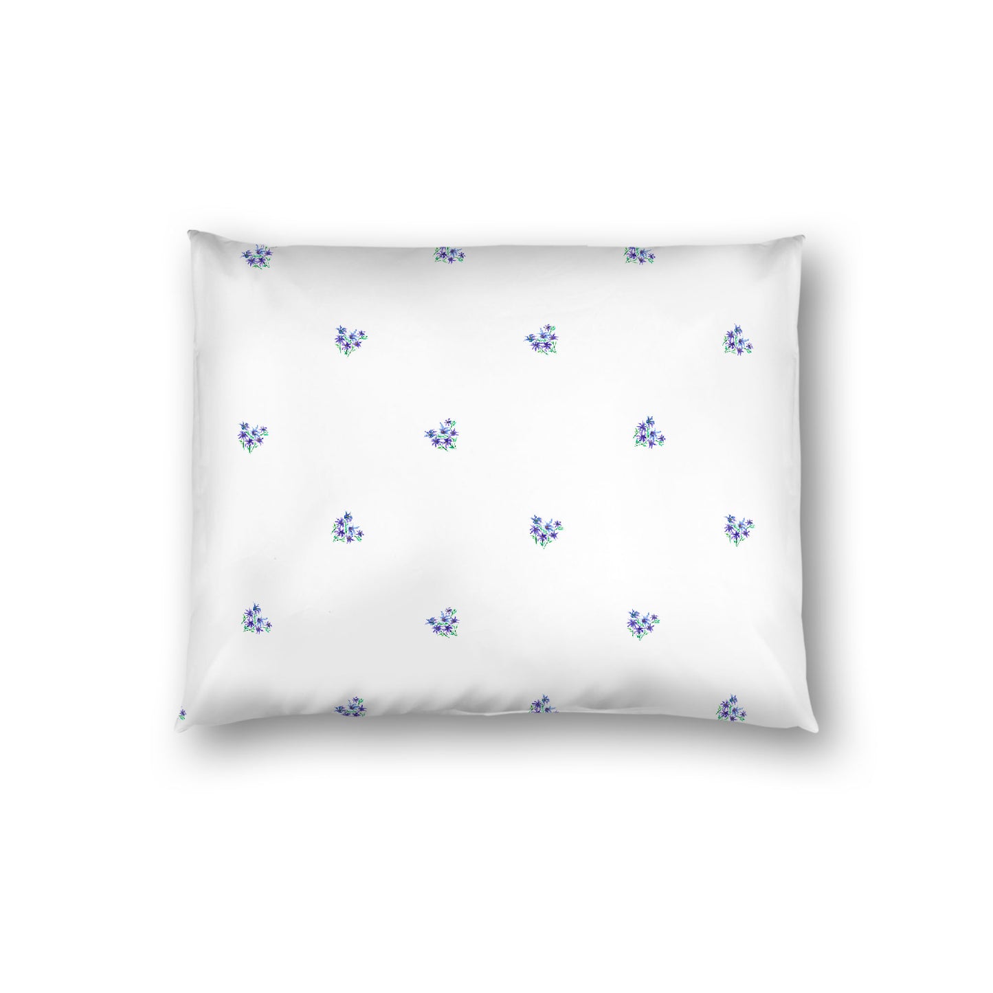 Off-White Cotton Sateen Pillow Sham, Small Purple Floral Pattern, Standard - 20 x 26 inches