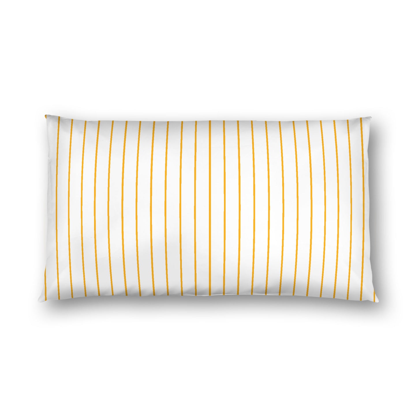 Off-White Cotton Sateen Sham, Yellow-Orange Stripes on Front, White Reverse Side, King - 20 x 36 inches
