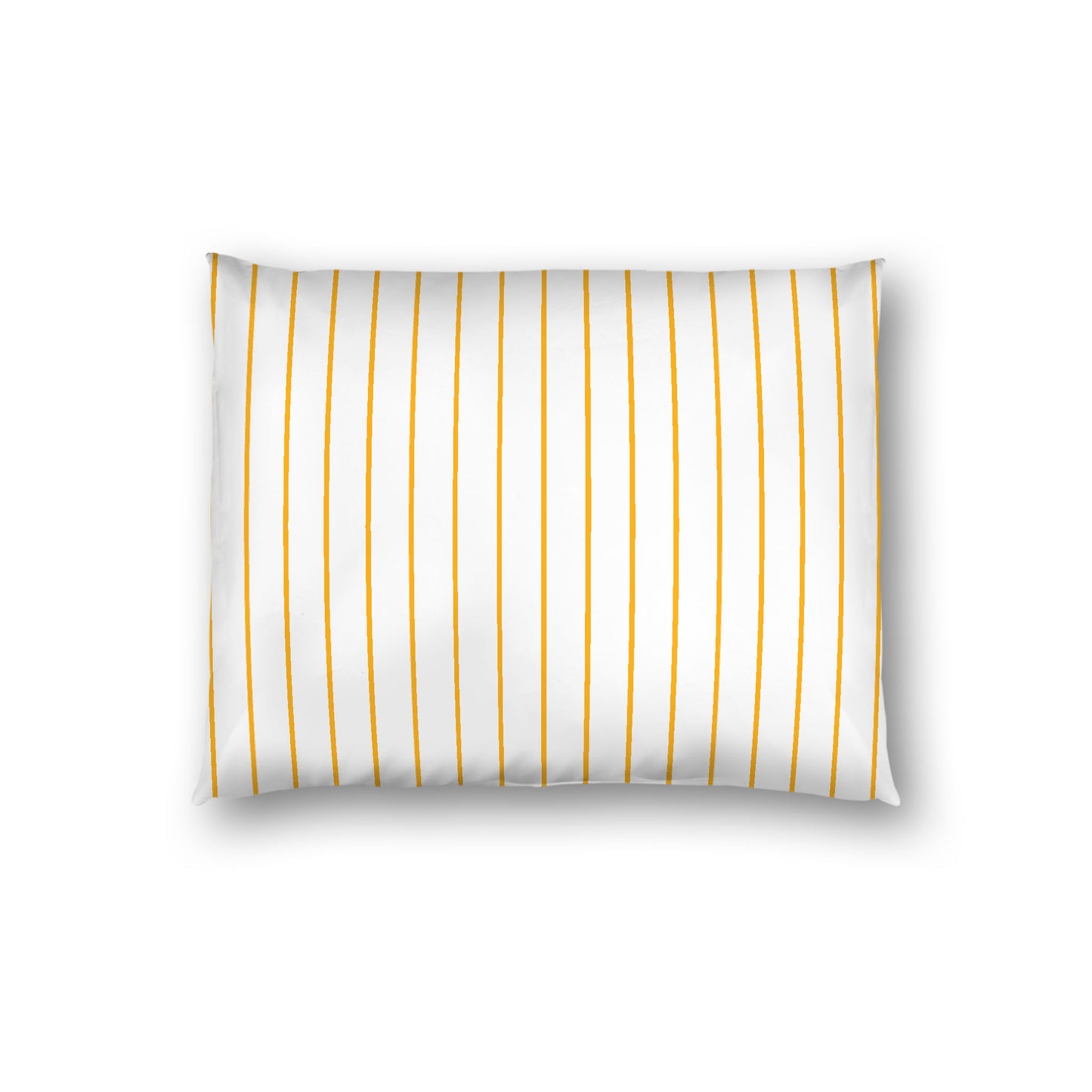 Off-White Cotton Sateen Sham, Yellow-Orange Stripes on Front, White Reverse Side, Standard - 20 x 26 inches