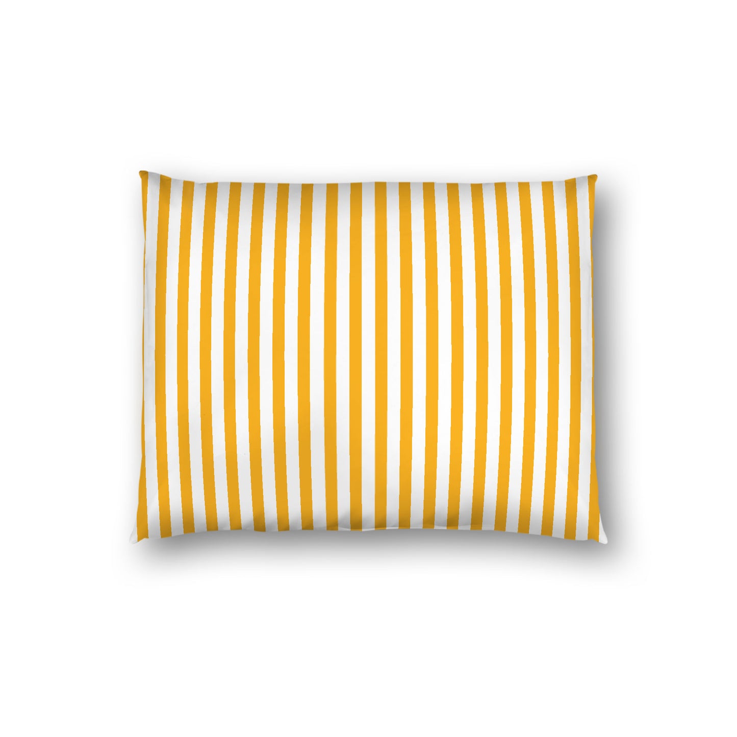 Off-White Cotton Sateen Sham, Thin Yellow-Orange Bars on Front, White Reverse Side, Standard - 20 x 26 inches