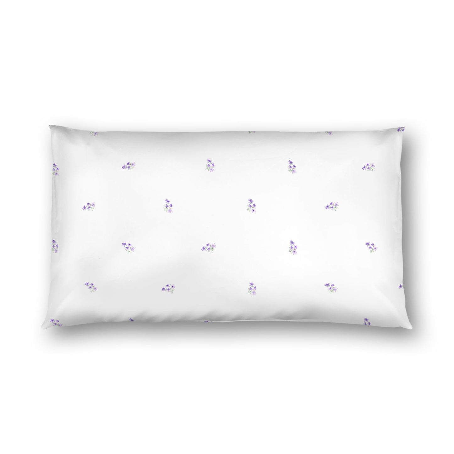 Off-White Cotton Sateen Pillow Sham, Small Purple Floral Pattern, King - 20 x 36 inches