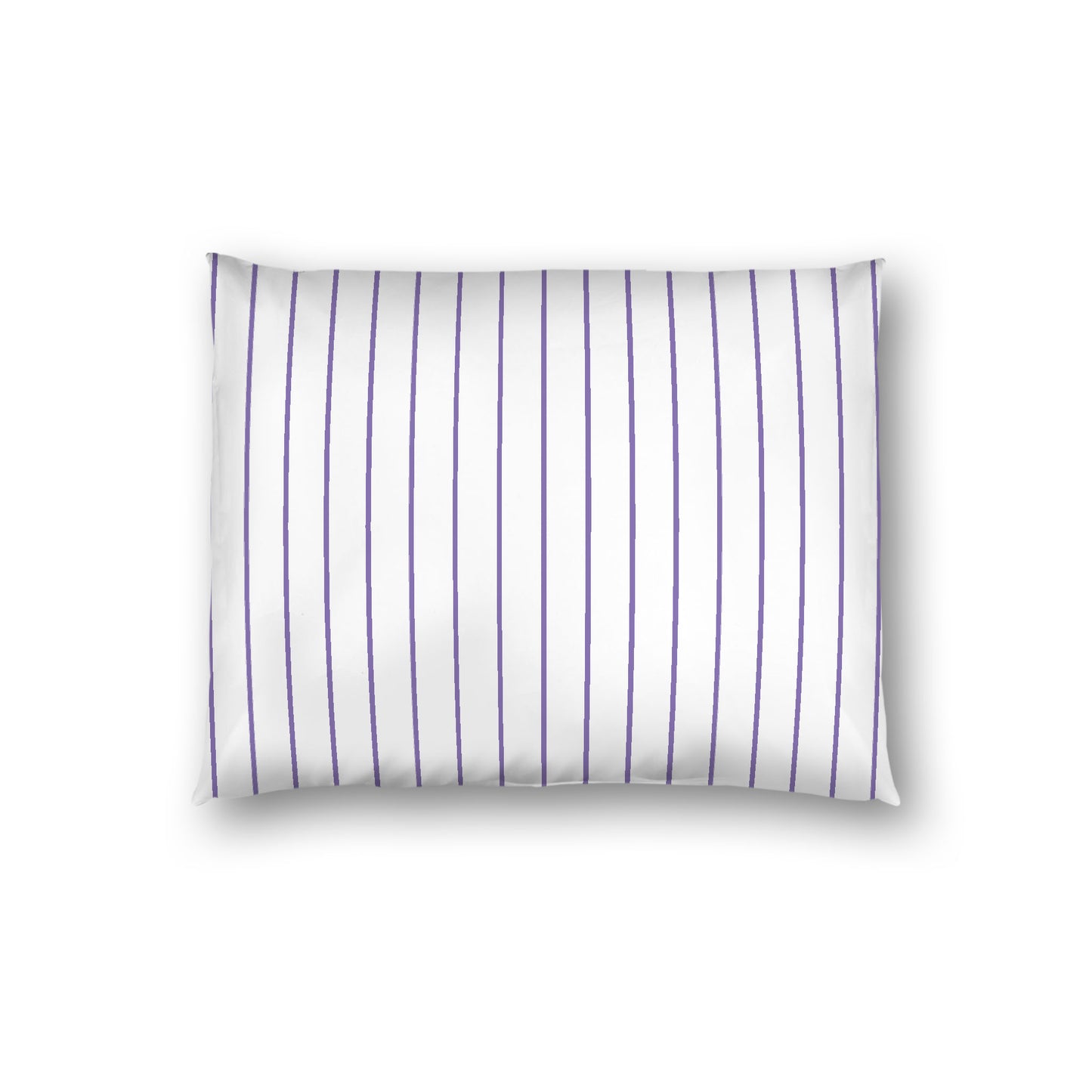 Off-White Cotton Sateen Sham, Purple Stripes on Front, White Reverse Side, Standard - 20 x 26 inches