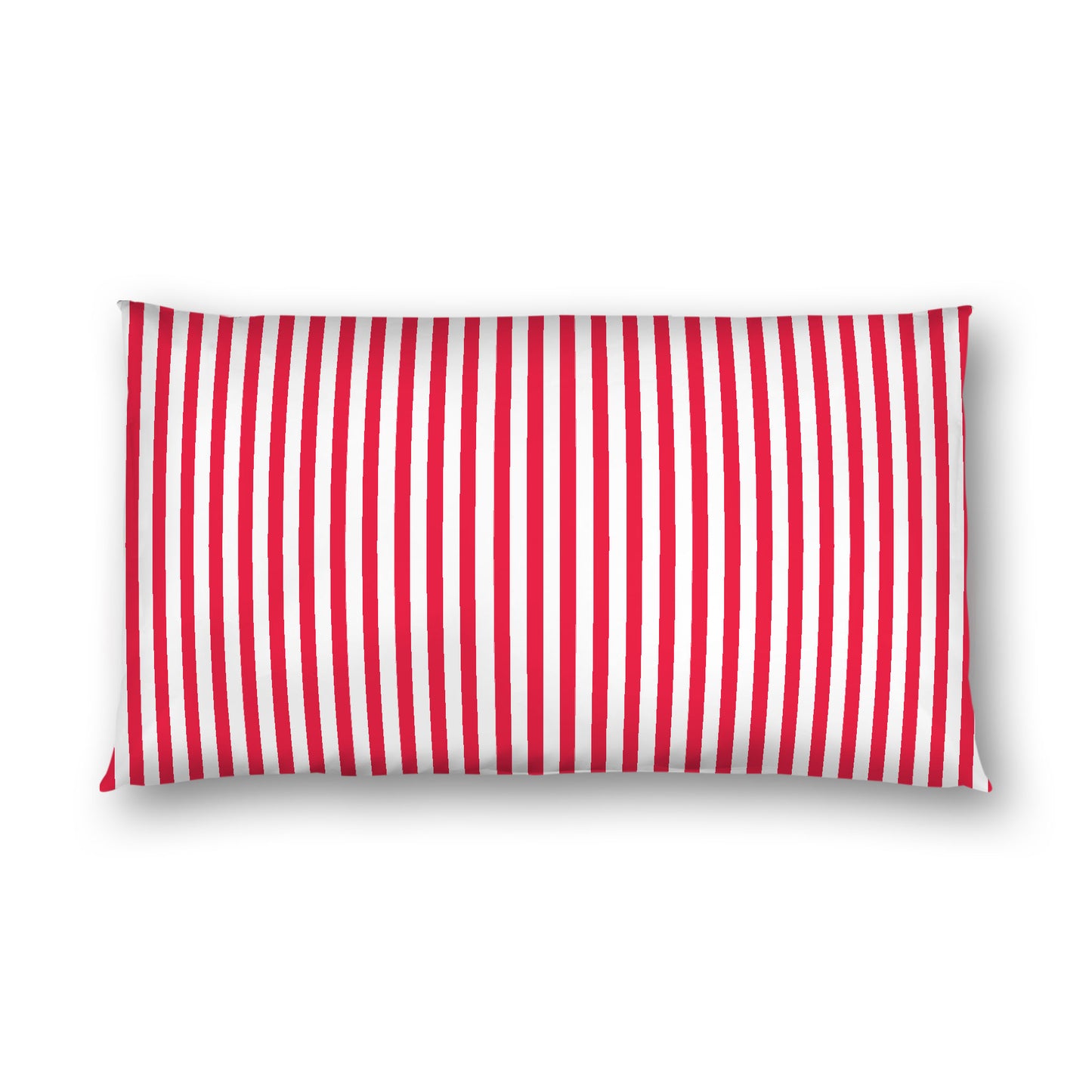 Off-White Cotton Sateen Sham, Thin Red Bars on Front, White Reverse Side, King - 20 x 36 inches