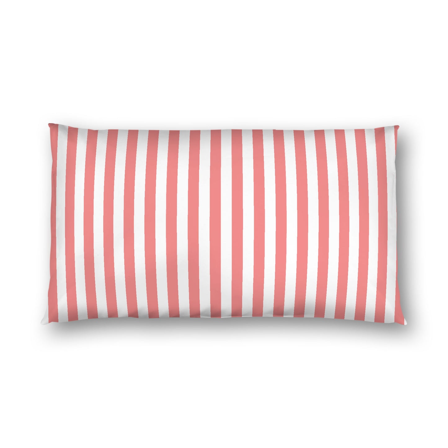 Off-White Cotton Sateen Sham, Pink Bars on Front, King - 20 x 36 inches