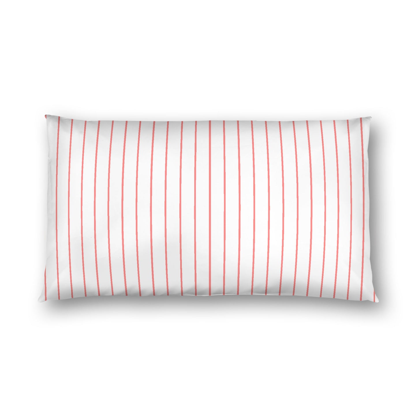 Off-White Cotton Sateen Sham, Pink Stripes on Front, White Reverse Side, King - 20 x 36 inches