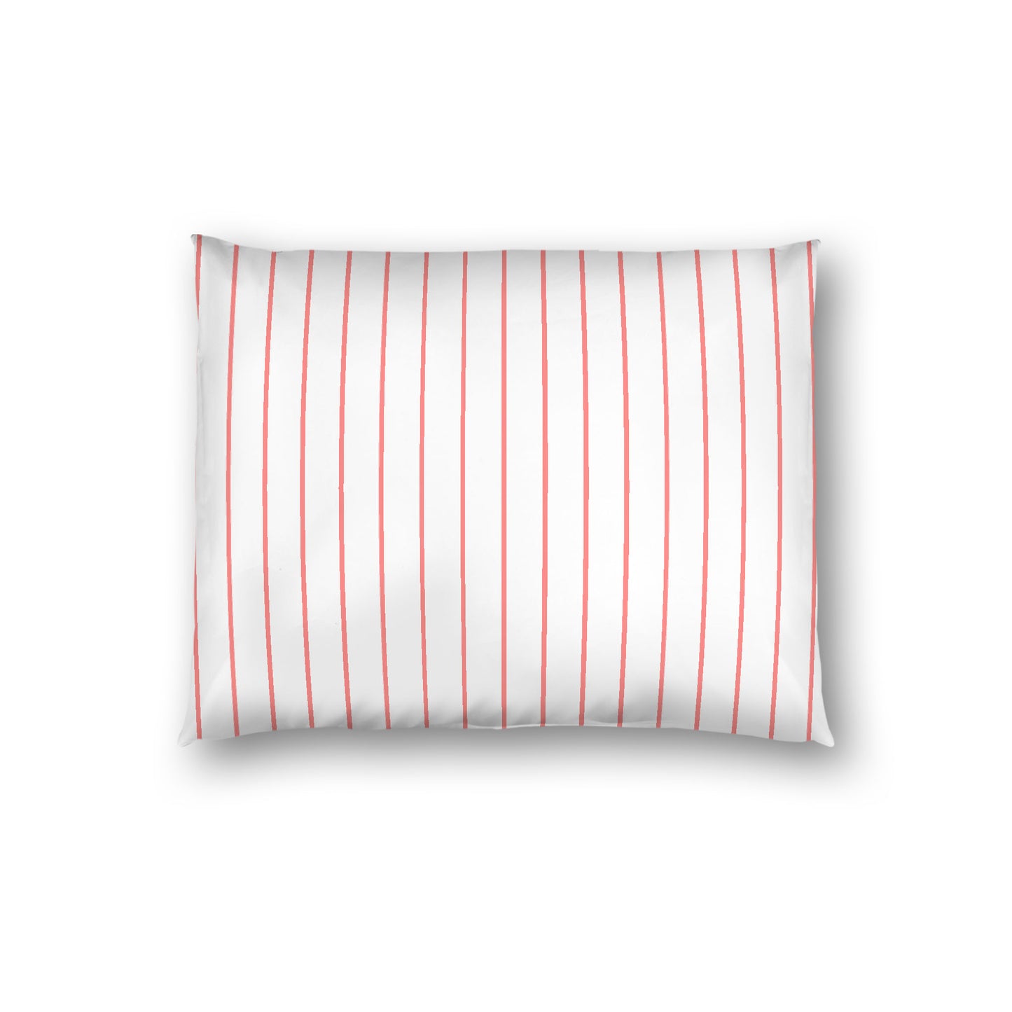 Off-White Cotton Sateen Sham, Pink Stripes on Front, White Reverse Side, Standard - 20 x 26 inches
