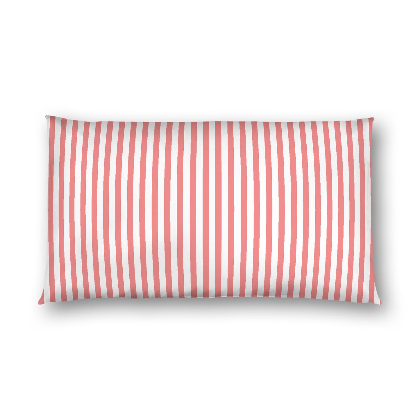 Off-White Cotton Sateen Sham, Thin Pink Bars on Front, White Reverse Side, King - 20 x 36 inches