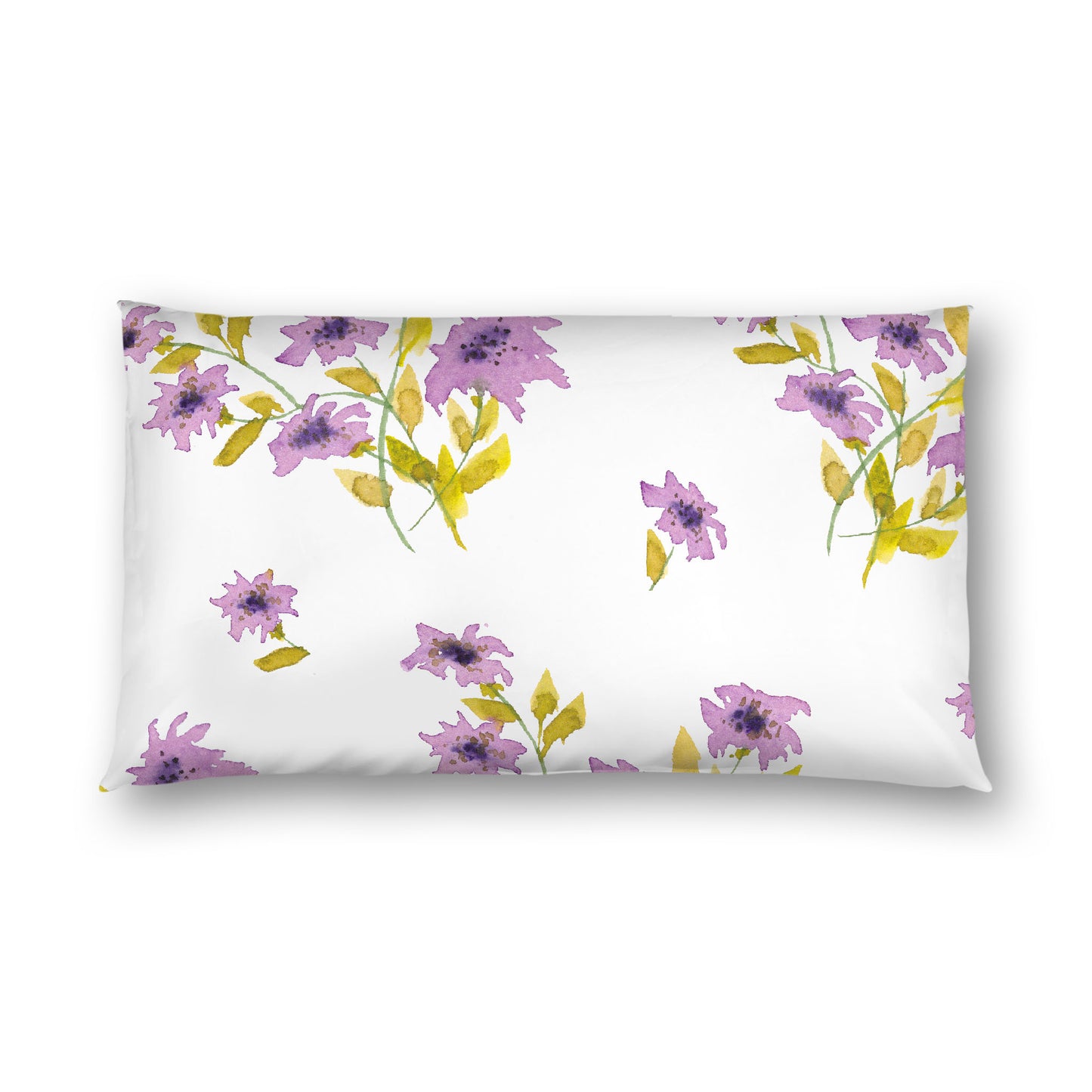 Off-White Cotton Sateen Pillow Sham, Large Mauve Floral Print, King - 20 x 36 inches