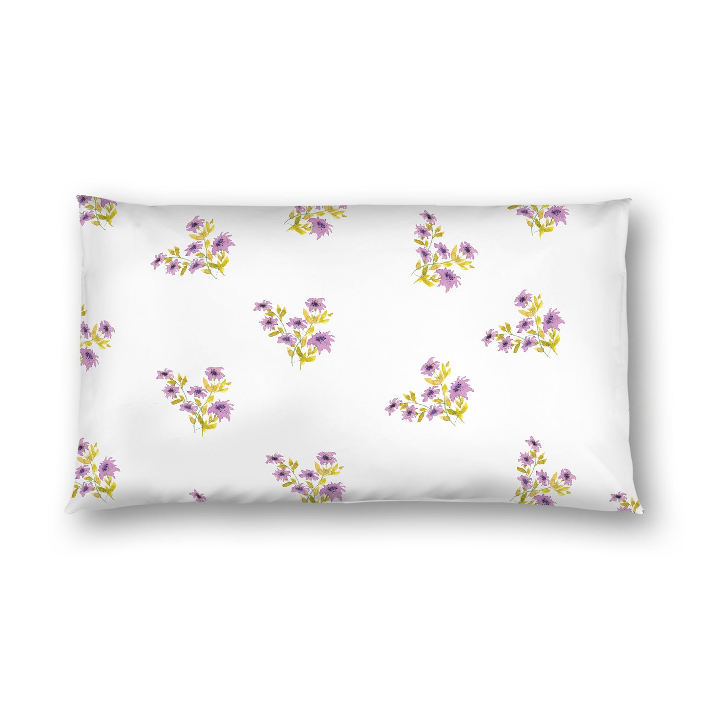 Off-White Cotton Sateen Pillow Sham, Medium Mauve Floral Pattern, King - 20 x 36 inches