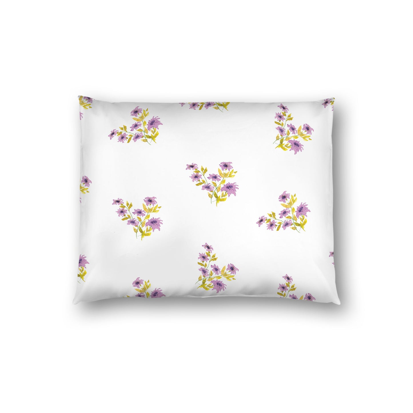 Off-White Cotton Sateen Pillow Sham, Medium Mauve Floral Pattern, Standard - 20 x 26 inches