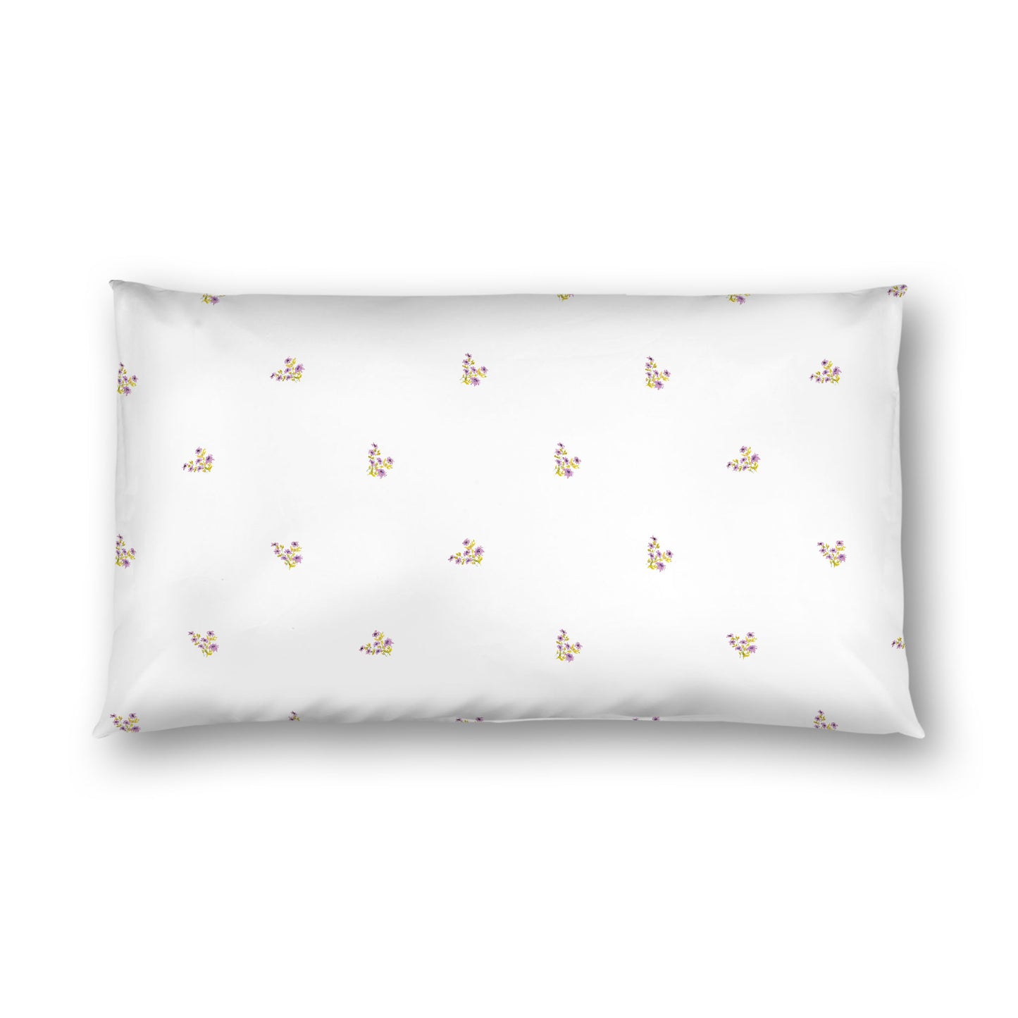 Off-White Cotton Sateen Pillow Sham, Small Mauve Floral Pattern, King - 20 x 36 inches