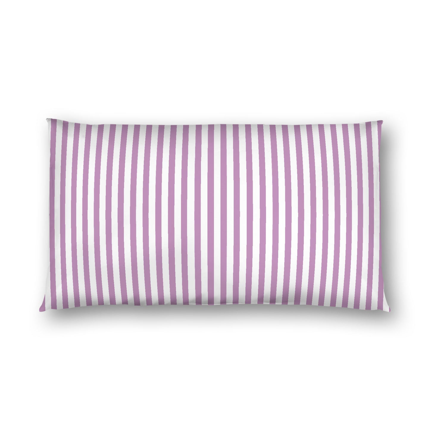 Off-White Cotton Sateen Sham, Thin Mauve Bars on Front, White Reverse Side, King - 20 x 36 inches