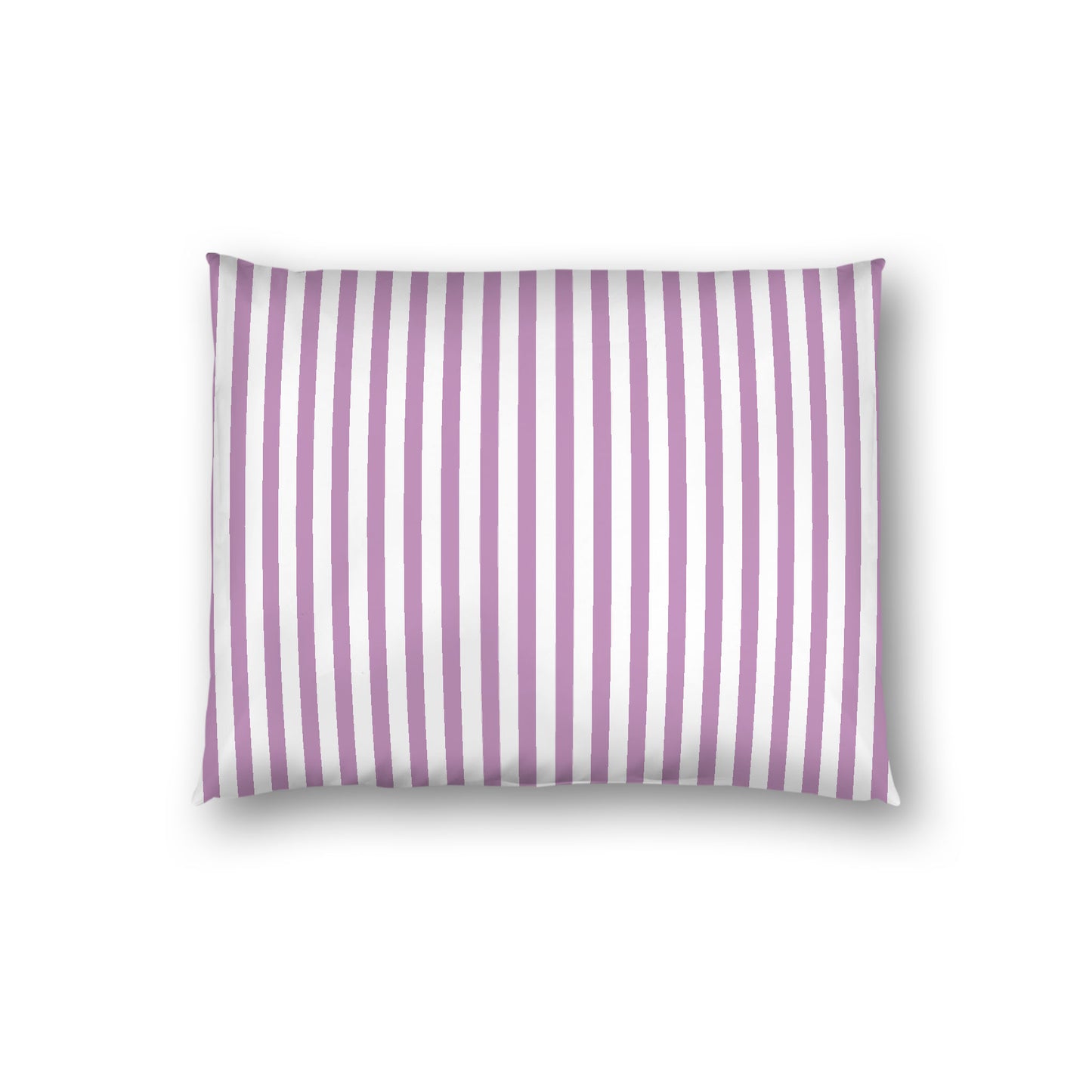 Off-White Cotton Sateen Sham, Thin Mauve Bars on Front, White Reverse Side, Standard - 20 x 26 inches