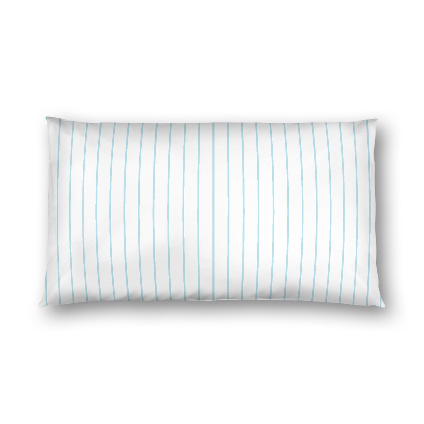Off-White Cotton Sateen Sham, Blue Stripes on Front, White Reverse Side, King - 20 x 36 inches
