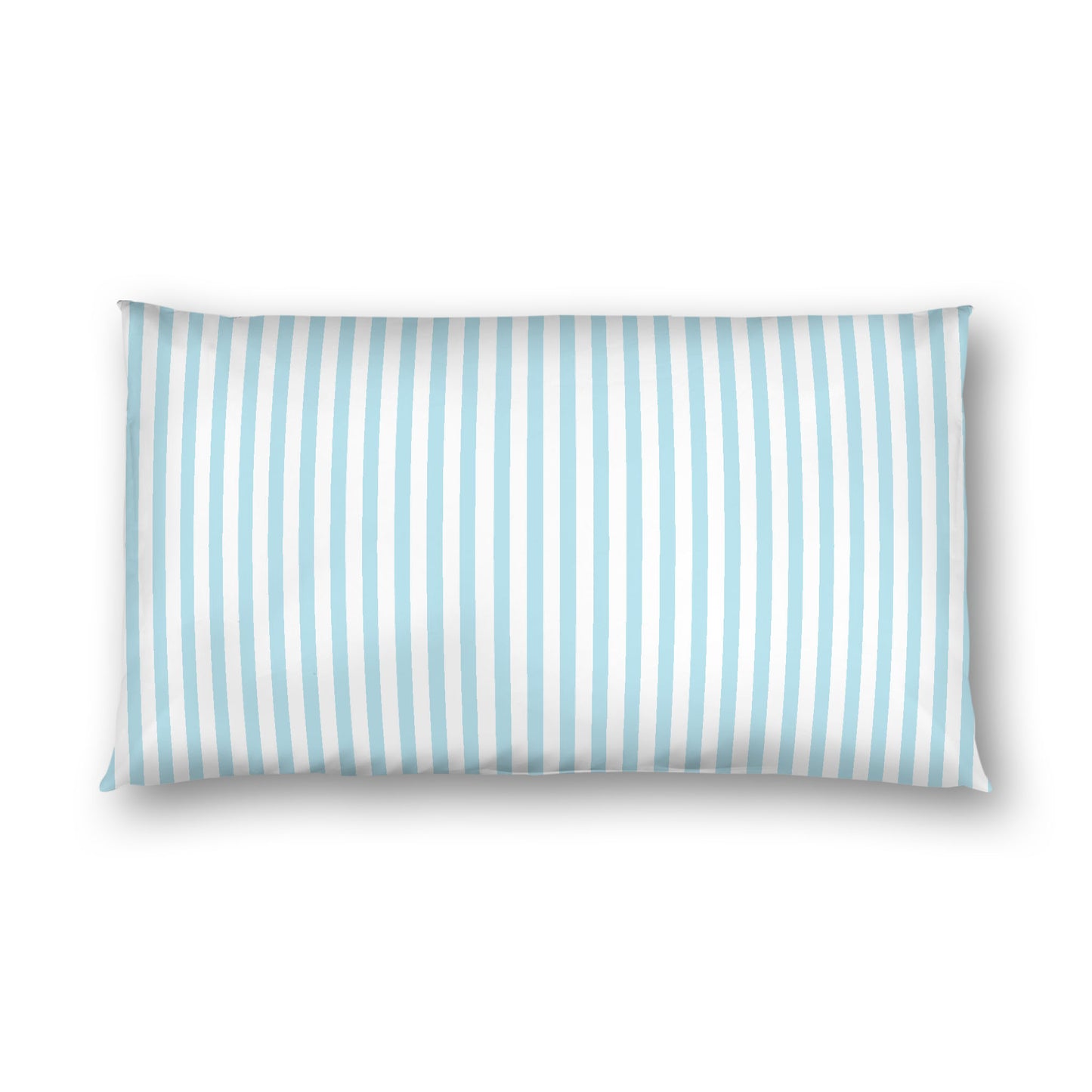 Off-White Cotton Sateen Sham, Thin Blue Bars on Front, White Reverse Side, King - 20 x 36 inches
