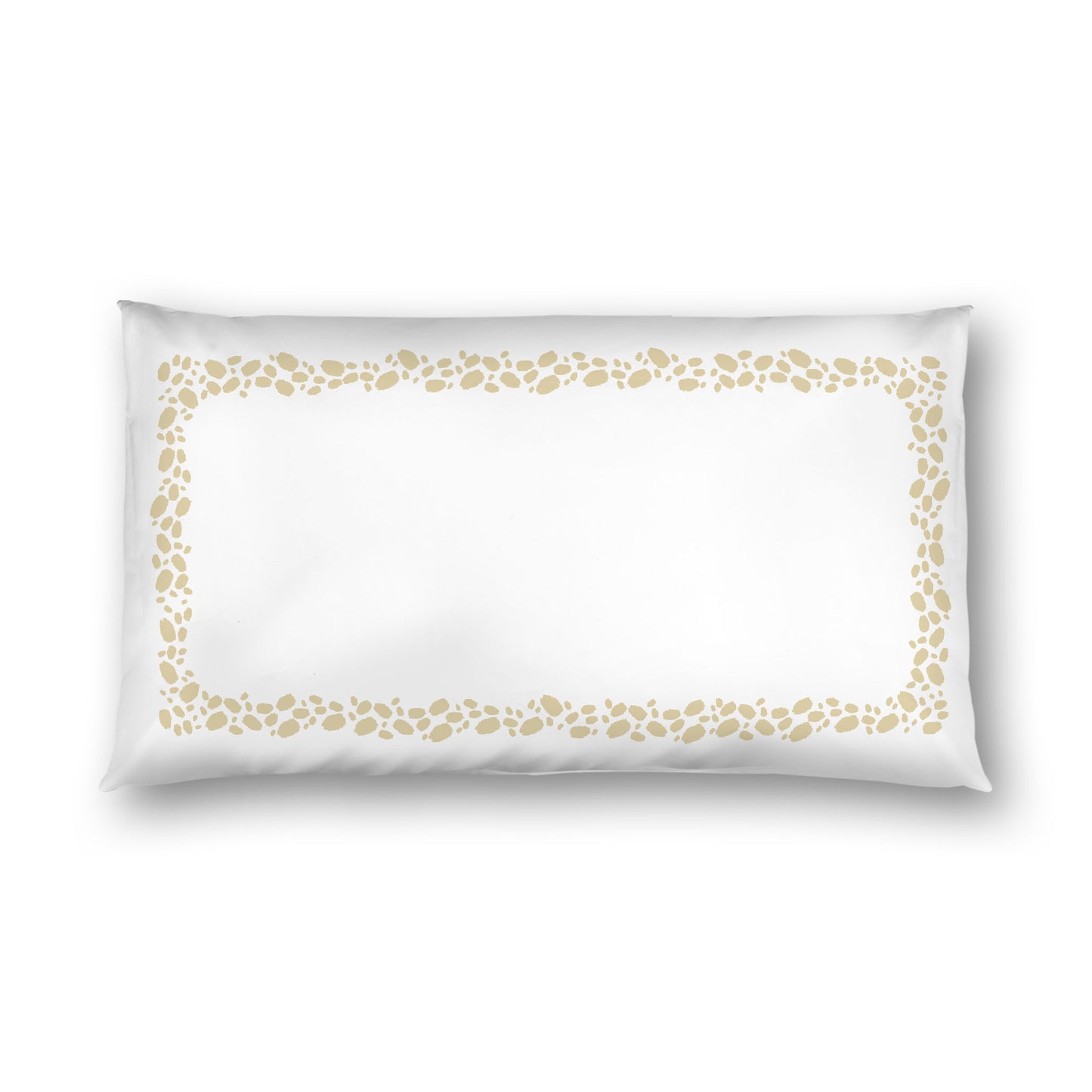 Off-white Cotton Sateen Pillow Sham, Desert Sand Hand-painted Dab Motif Print, Classic Border, White Reverse Side, King - 20 x 36 inches