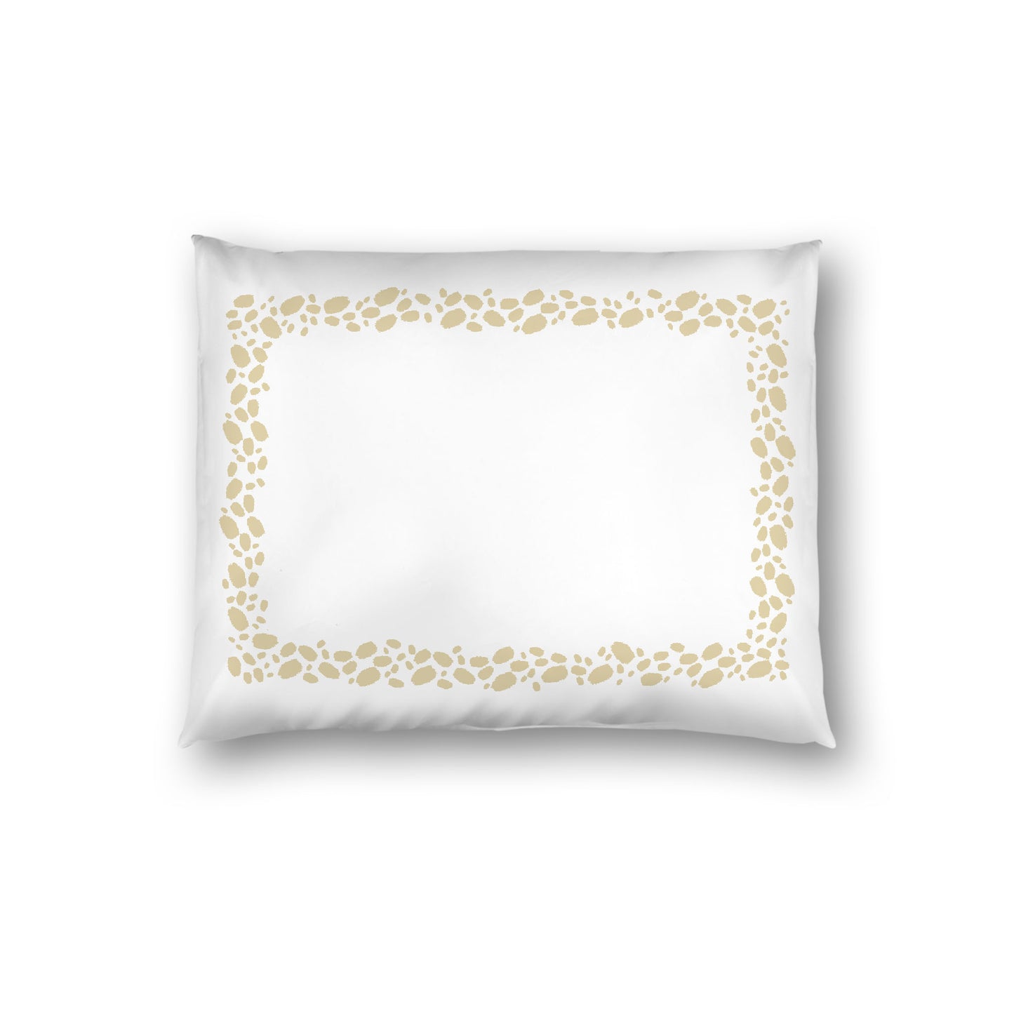 Off-white Cotton Sateen Pillow Sham, Desert Sand Hand-painted Dab Motif Print, Classic Border, White Reverse Side, Standard - 20 x 26 inches
