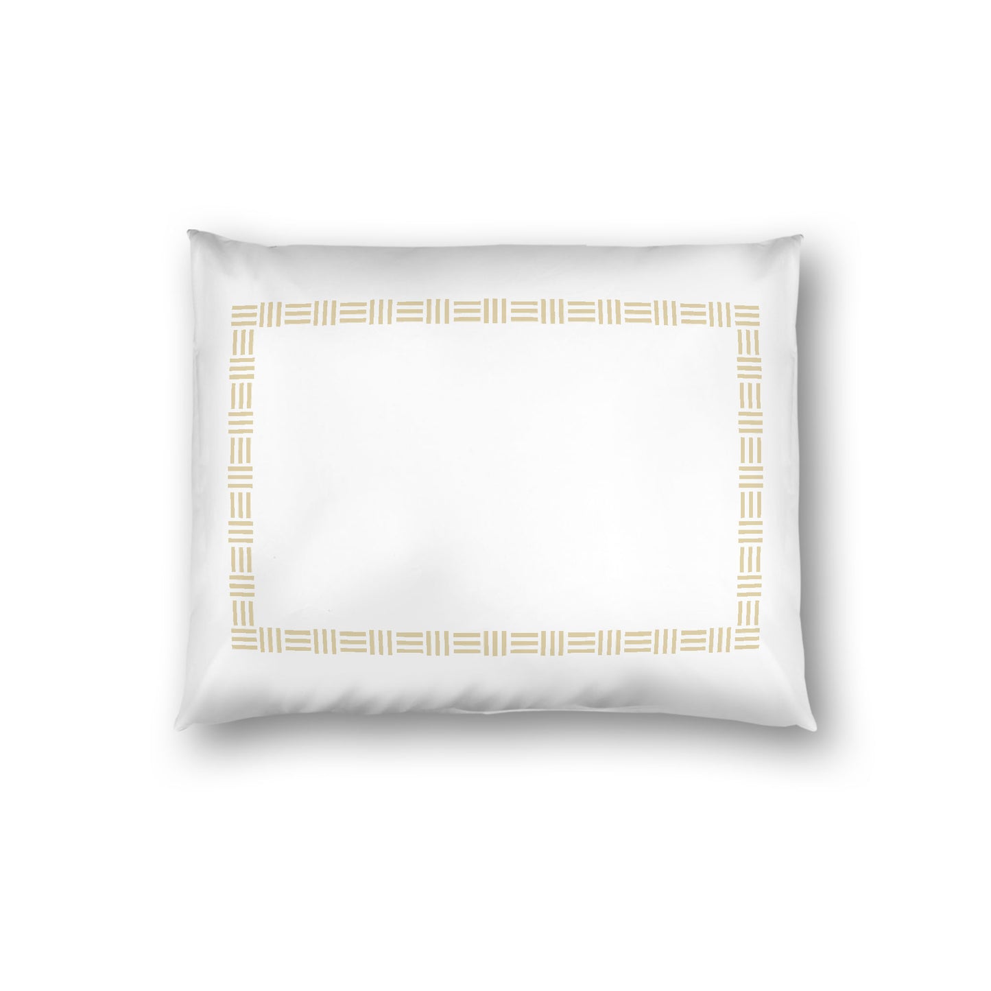 Off-white Cotton Sateen Pillow Sham, Desert Sand Single Weave Motif Print, Classic Border, White Reverse Side, Standard - 20 x 26 inches