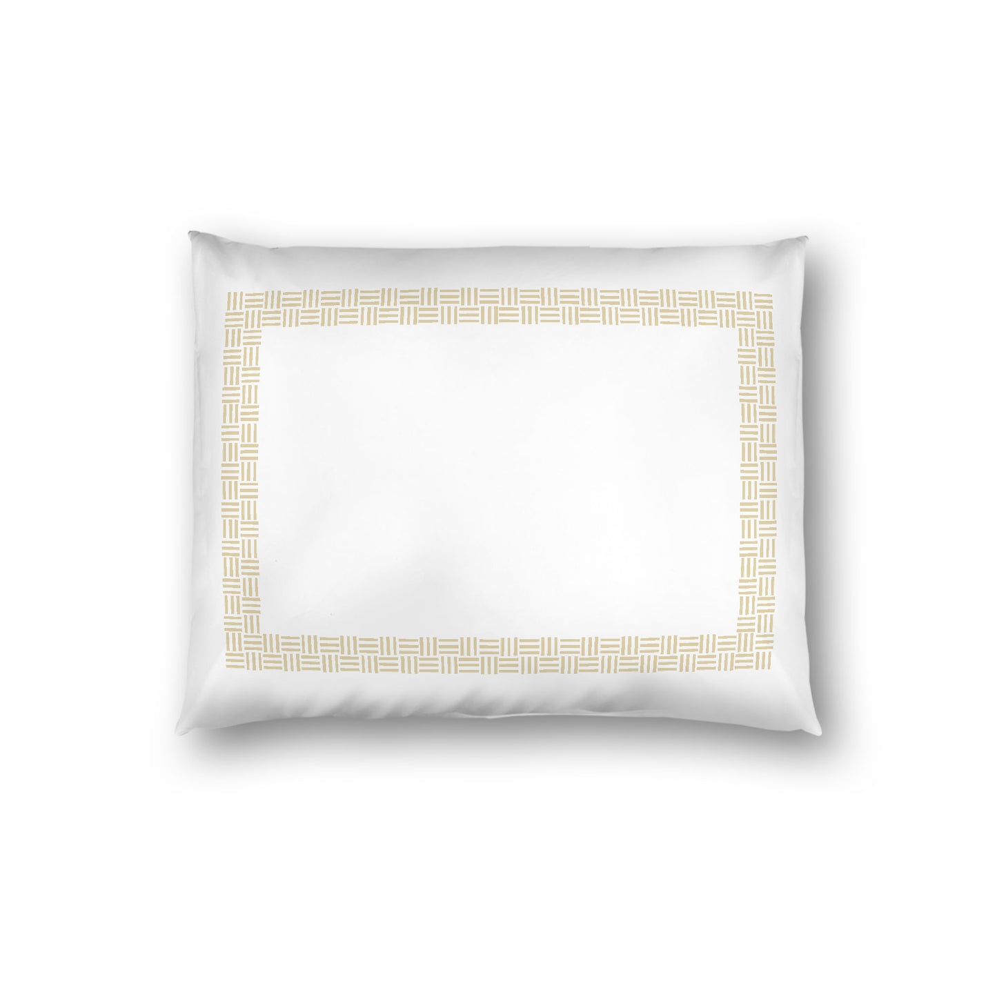 Off-white Cotton Sateen Pillow Sham, Desert Sand Double Weave Motif Print, Classic Border, White Reverse Side, Standard - 20 x 26 inches
