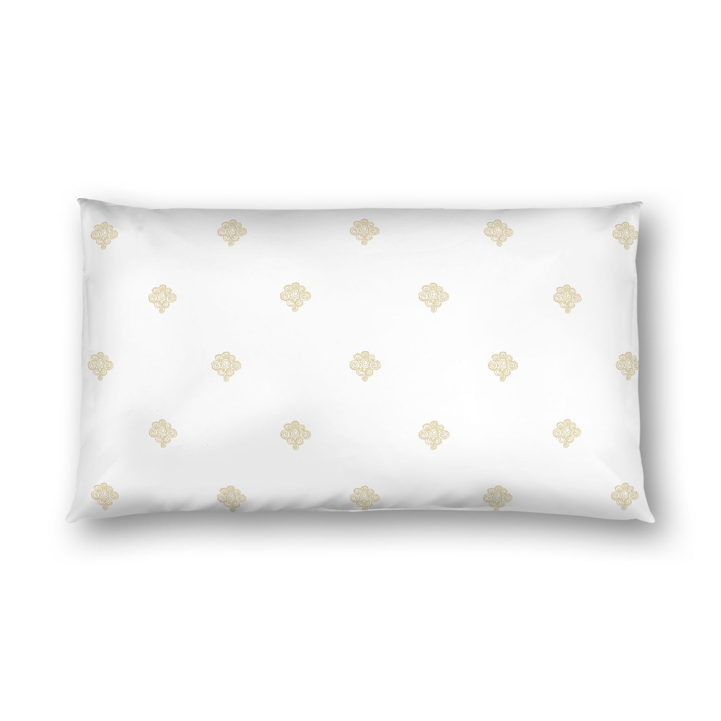 Off-white Cotton Sateen Pillow Sham, Desert Sand Hand-painted Swizzle Motif Print, White Reverse Side, King - 20 x 36 inches