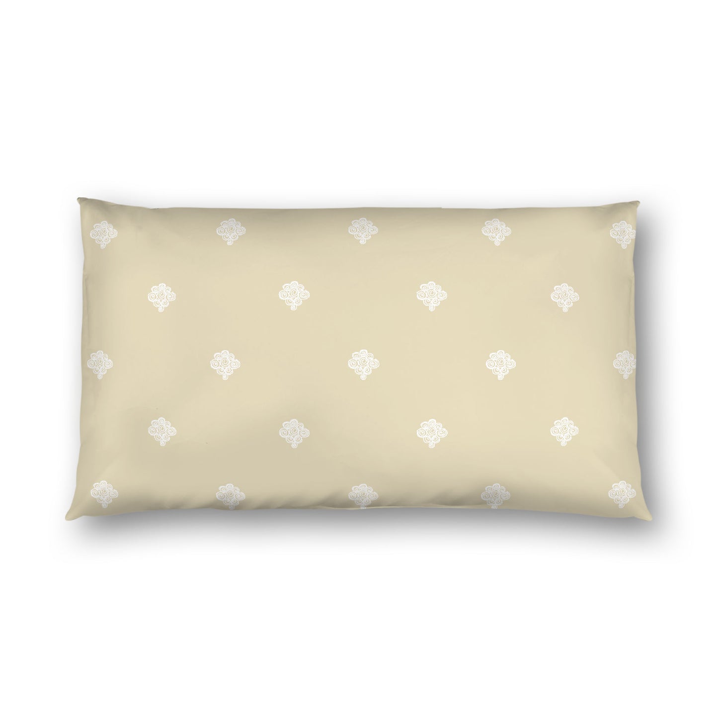 Desert Sand Cotton Sateen Pillow Sham, Off-white Hand-painted Swizzle Motif Print, White Reverse Side, King - 20 x 36 inches
