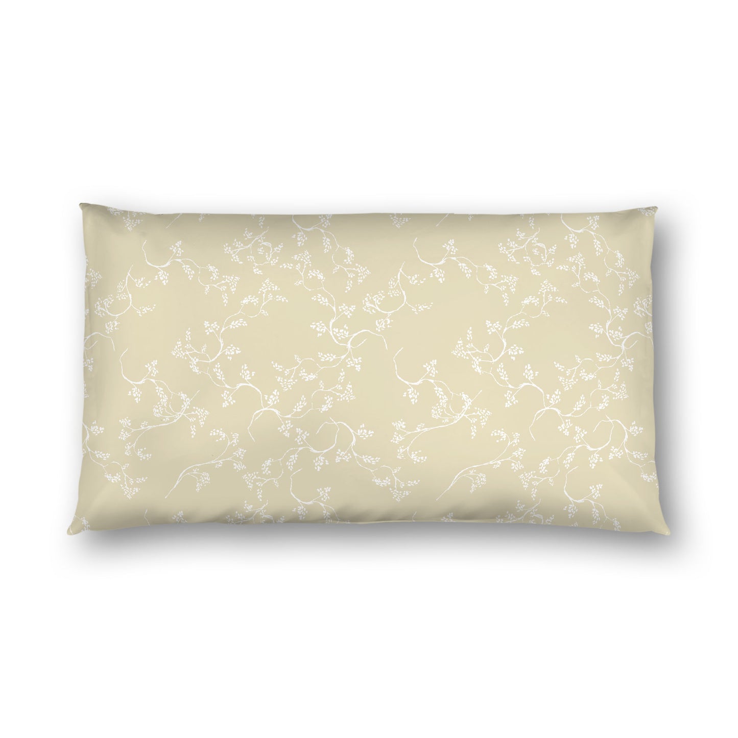 Desert Sand Cotton Sateen Pillow Sham, Off-white Vine Print on Front, White Reverse Side, King - 20 x 36 inches