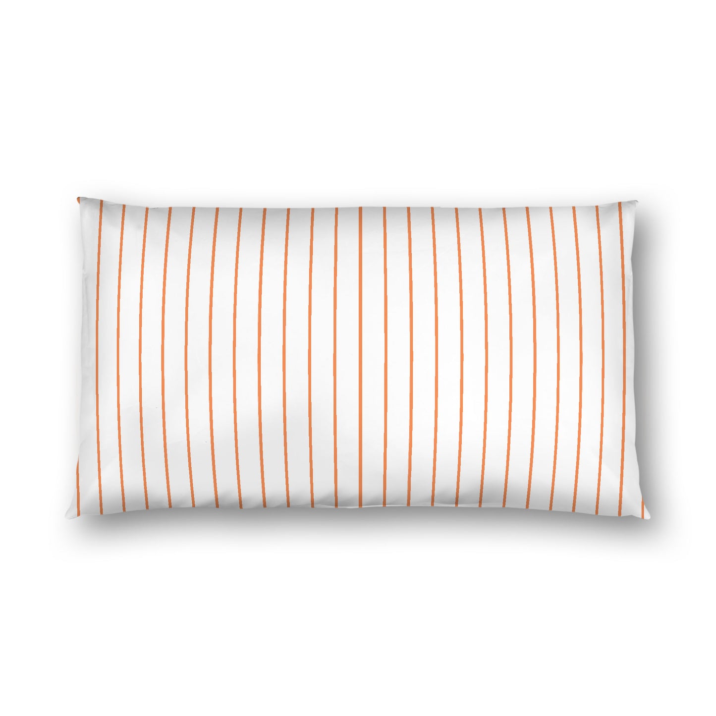 Off-White Cotton Sateen Sham, Pale Orange Stripes on Front, White Reverse Side, King - 20 x 36 inches